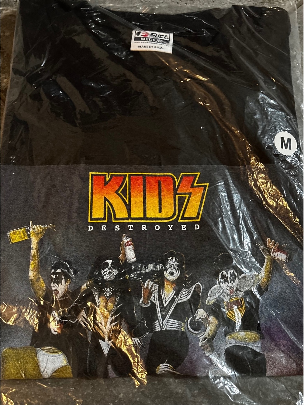 Fuct ‘KIDS’ Destroyed KISS Parody Graphic Tee Black Medium